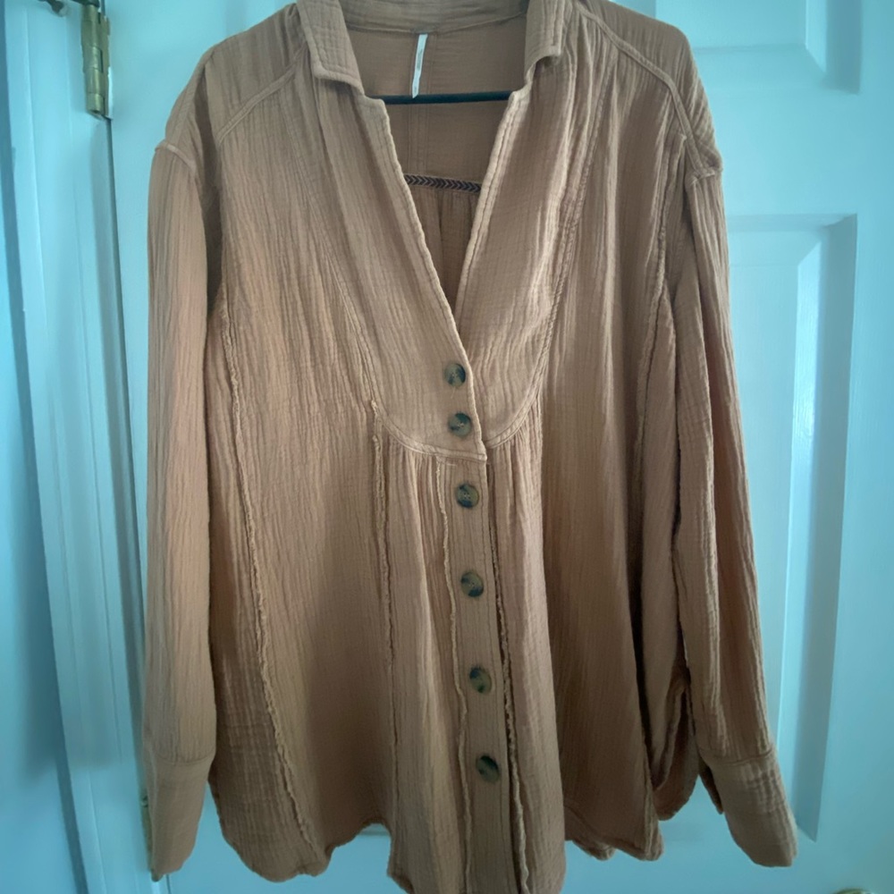 Free People “All about the feels button down top”